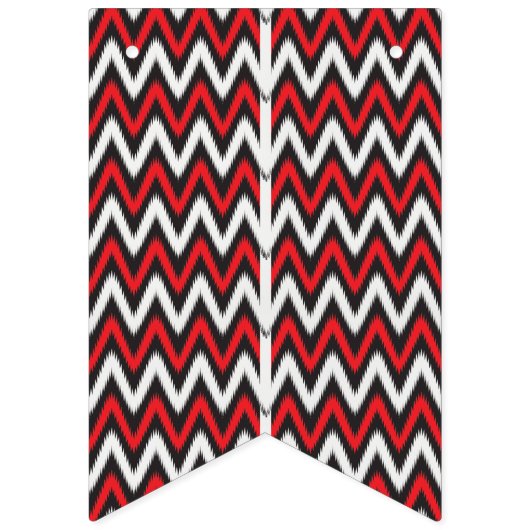 ein rotes und schwarzes Zickzackmuster auf weißem Wimpelkette (Erste Fahne)