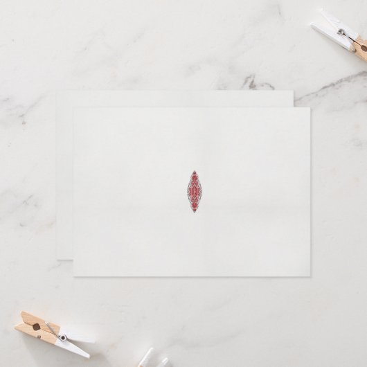 ein rotes und weißes Muster Einladung (Vorderseite/Rückseite Beispiel)