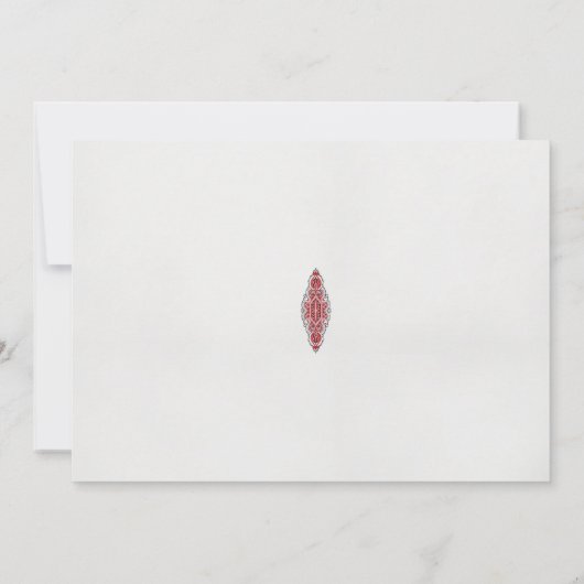 ein rotes und weißes Muster Save The Date (Rückseite)