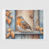 Ein Rotkehlchen auf dem Fensterbrett im Grünen fal Seidenpapier (Vorderseite)