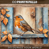 Ein Rotkehlchen auf dem Fensterbrett im Grünen fal Seidenpapier