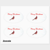 Ein Rotvogel-Weihnachtsaufkleber Ovaler Aufkleber (Blatt)