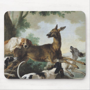 Ein Rotwild gejagt durch Hunde, 1725 Mousepad