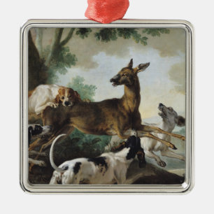 Ein Rotwild gejagt durch Hunde, 1725 Ornament Aus Metall