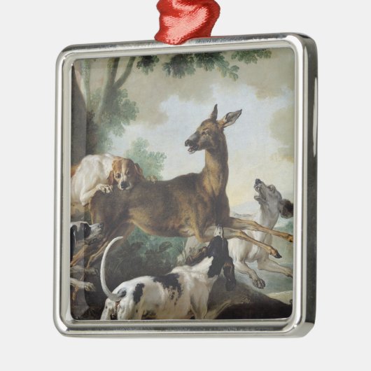 Ein Rotwild gejagt durch Hunde, 1725 Ornament Aus Metall (Links)