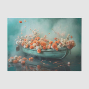 Ein Rowboat der Blume im Nebel Seidenpapier