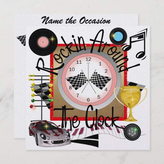 Ein Royally Rockin Racing Party - SRF Einladung (Vorne/Hinten)