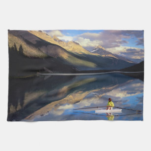 Ein Ruderer auf dem Banff Lake in Kanada (MR) Küchentuch