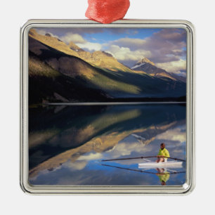 Ein Ruderer auf dem Banff Lake in Kanada MR) Silbernes Ornament