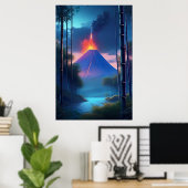 Ein ruhiger Abend unterbrochen durch den Vulkan Poster (Heimbüro)