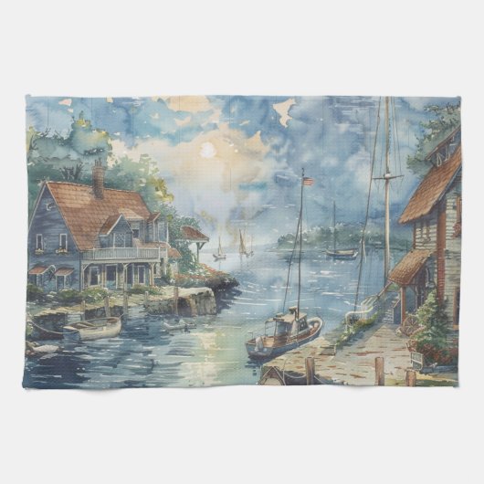Ein ruhiger Hafen Geschirrtuch (Horizontal)