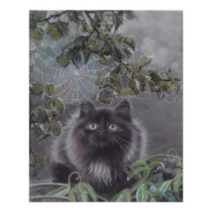 Ein ruhiger Ort - Kitten und Spiderweb Poster