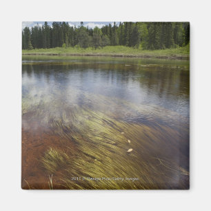 Ein ruhiger Teich, der die Wolken reflektiert Magnet