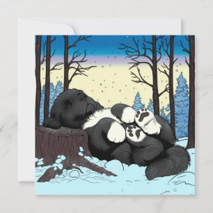 Ein ruhiger Winter im Neufundland-Nickerchen Feiertagskarte