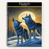 Ein ruhiger Wolf heult am hellen Mondlicht Notizblock (Vorderseite)