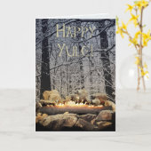 Ein ruhiges brennendes Weihnachten im Schneewald Karte (Gelbe Blume)