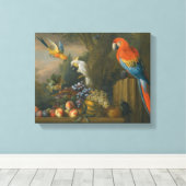 Ein ruhiges Leben mit Früchten, Papageien und Kaka Leinwanddruck (Insitu (Holzboden))