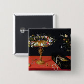 Ein ruhiges Leben von einem Tazza mit Blumen Button (Vorne & Hinten)