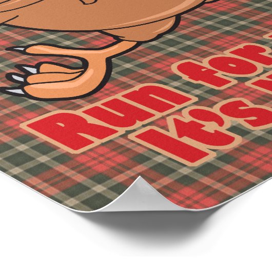 ein Run auf das Leben lustiger Truthahn Poster (Ecke)