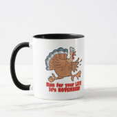 ein Run auf das Leben lustiger Truthahn Tasse (Links)