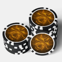 Ein runder Pokerchip mit schwarzer und weißer Kant