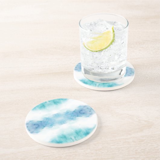 Ein runder Teller mit einem Wasserfarben-Design  Getränkeuntersetzer (Seite)