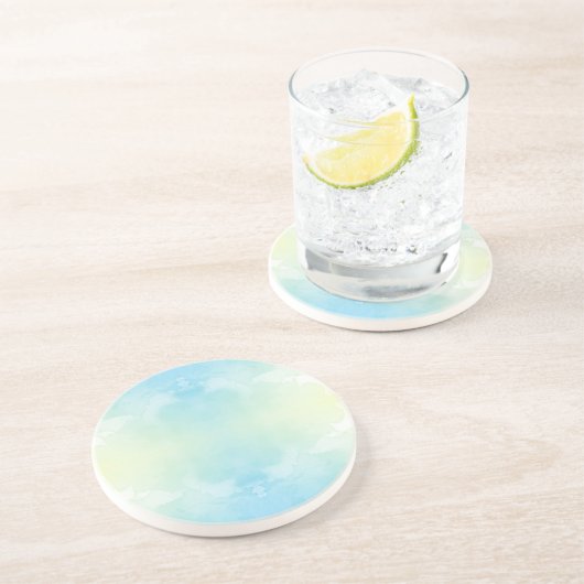 Ein runder Teller mit einem zarten Aquarelldesign Getränkeuntersetzer (Seite)