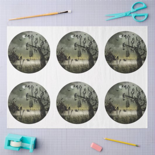 Ein rundes gotisches Halloween-Design 5 Seidenpapier (Basteln)