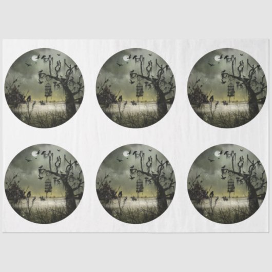 Ein rundes gotisches Halloween-Design 5 Seidenpapier (Vorderseite)