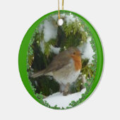 Ein rundes Robin Weihnachtsdekor Keramik Ornament (Links)