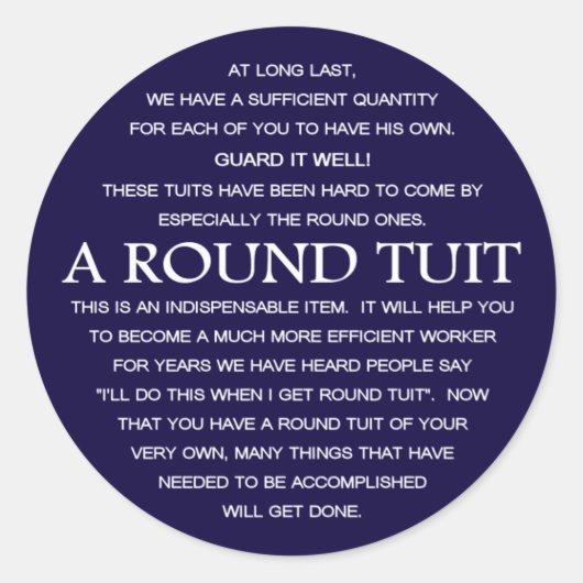 Ein Rundrohr Runder Aufkleber (Vorderseite)