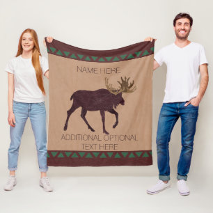 Ein rustikales Elch-Imitat Leder-Blick Fleecedecke