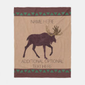 Ein rustikales Elch-Imitat Leder-Blick Fleecedecke (Vorderseite)