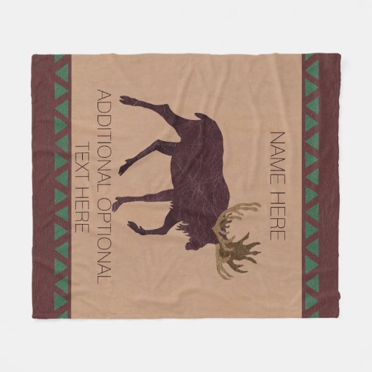 Ein rustikales Elch-Imitat Leder-Blick Fleecedecke (Vorderseite (Horizontal))