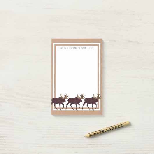 Ein rustikales Elch-Imitat Leder-Blick Post-it Klebezettel (Auf Schreibtisch)