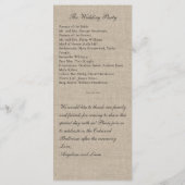 Ein rustikales Hochzeitsprogramm für Lace & Burlap Programm (Rückseite)