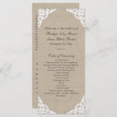 Ein rustikales Hochzeitsprogramm für Lace & Burlap Programm (Vorne/Hinten)