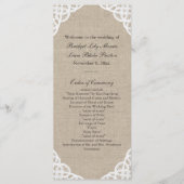 Ein rustikales Hochzeitsprogramm für Lace & Burlap Programm (Vorderseite)
