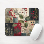 Ein rustikales Winter-Patchwork mit Stechpalmen-Be Mousepad (Mit Mouse)