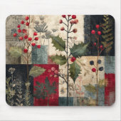 Ein rustikales Winter-Patchwork mit Stechpalmen-Be Mousepad (Vorne)