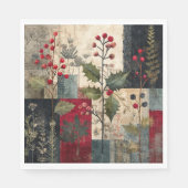 Ein rustikales Winter-Patchwork mit Stechpalmen-Be Serviette (Vorderseite)