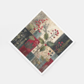 Ein rustikales Winter-Patchwork mit Stechpalmen-Be Serviette (Ecke)