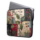 Ein rustikales Winter-Patchwork mit Stechpalmenbee Laptopschutzhülle (Vorderseite Links)