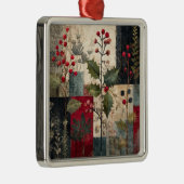 Ein rustikales Winter-Patchwork mit Stechpalmenbee Ornament Aus Metall (Rechts)