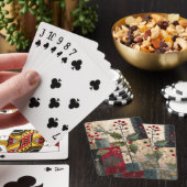 Ein rustikales Winter-Patchwork mit Stechpalmenbee Spielkarten (In Situ)