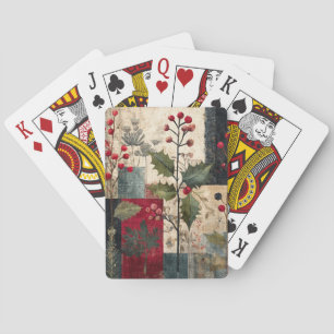 Ein rustikales Winter-Patchwork mit Stechpalmenbee Spielkarten