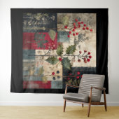 Ein rustikales Winter-Patchwork mit Stechpalmenbee Wandteppich (Beispiel (Horizontal))
