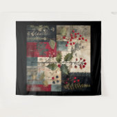 Ein rustikales Winter-Patchwork mit Stechpalmenbee Wandteppich (Vorderseite (Horizontal))
