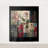 Ein rustikales Winter-Patchwork mit Stechpalmenbee Wandteppich (Vorderseite)