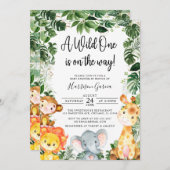 Ein Safari Dschungel Tiere Babydusche Invii Einladung (Vorne/Hinten)